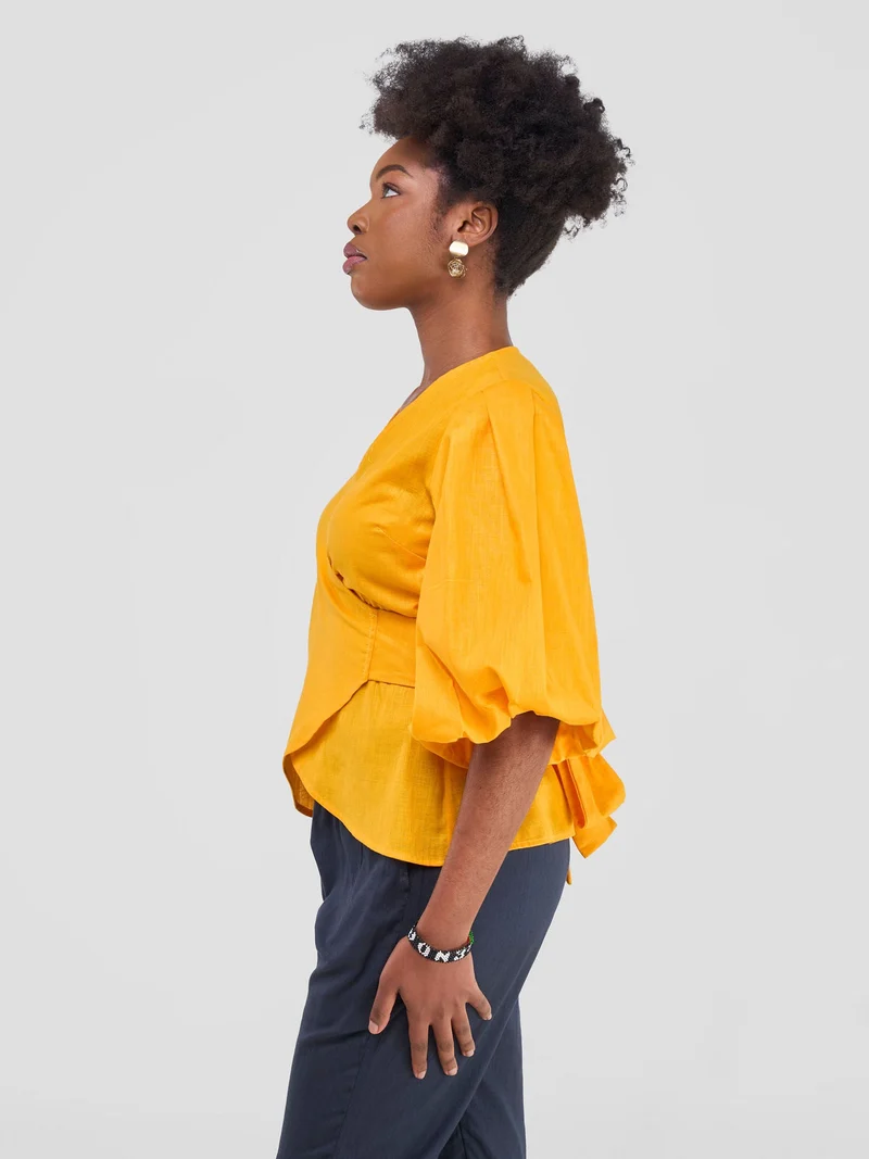 Safari by Vivo Savannah Wrap Top - Mustard