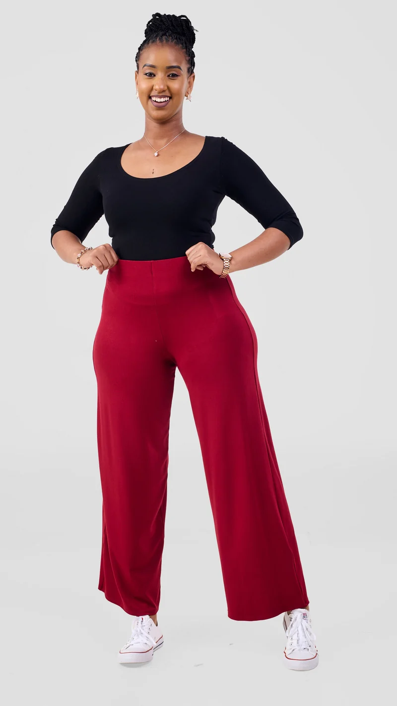 Vivo Chela Pants in Jersey - Dark Red
