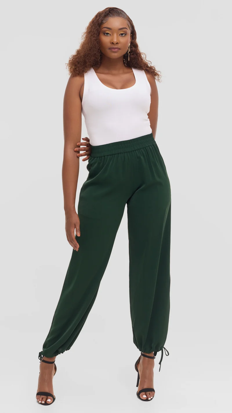 Vivo Liora Drawstring Pants - Dark Green