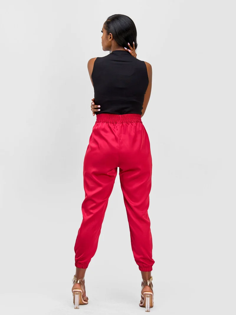 Vivo Nimali Satin Joggers - Red