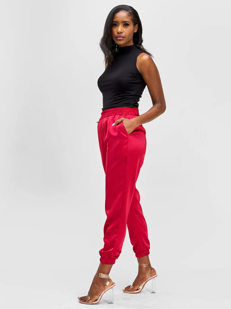 Vivo Nimali Satin Joggers - Red