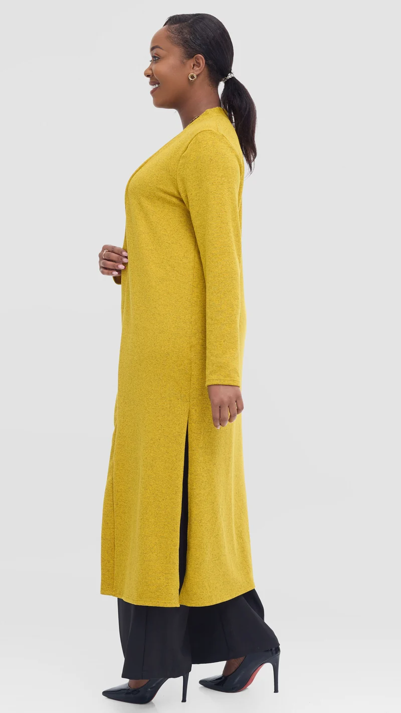 Vivo Long Sleeve Waterfall in Sweater - Mustard
