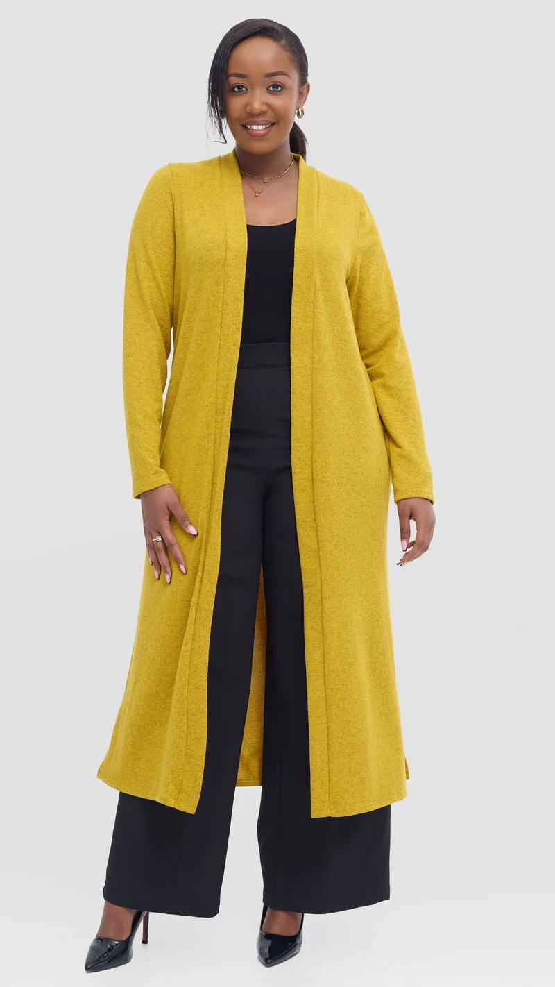 Vivo Long Sleeve Waterfall in Sweater - Mustard
