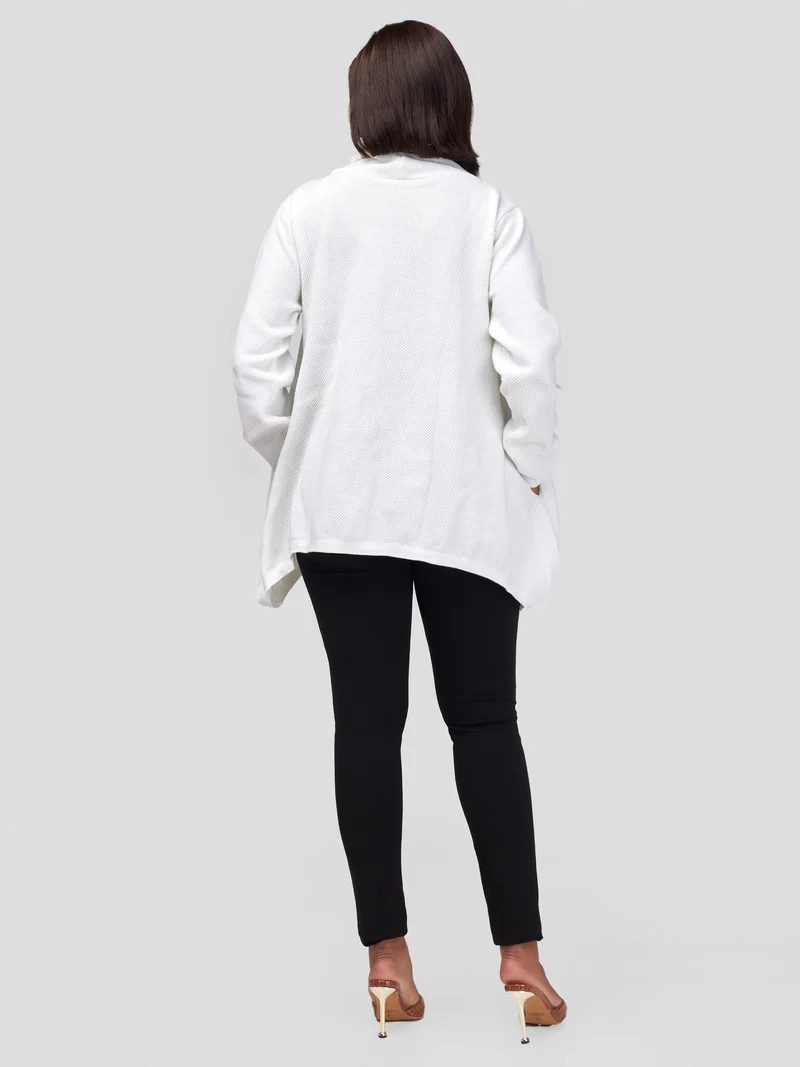 Vivo Cowl Neck Knit Sweater - White