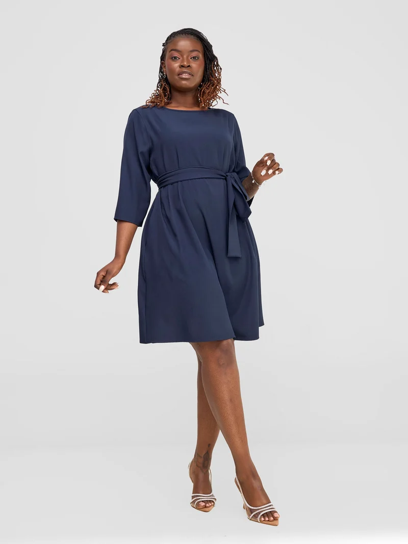 Vivo Laika 3/4 Sleeve Tent Dress - Navy