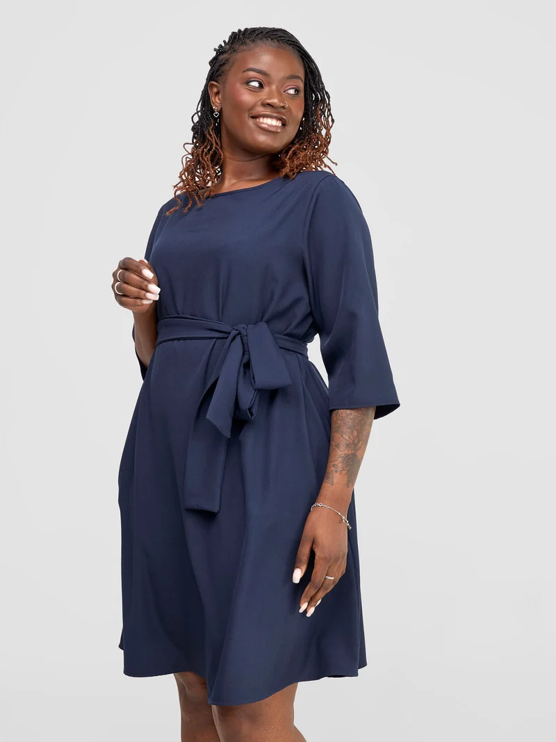 Vivo Laika 3/4 Sleeve Tent Dress - Navy