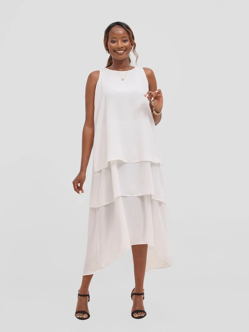 Vivo Yene Layered Midi Dress - White