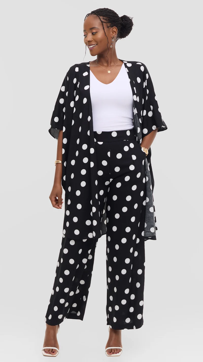 Vivo Samira Pants in Rayon - Black / White Polka Dot