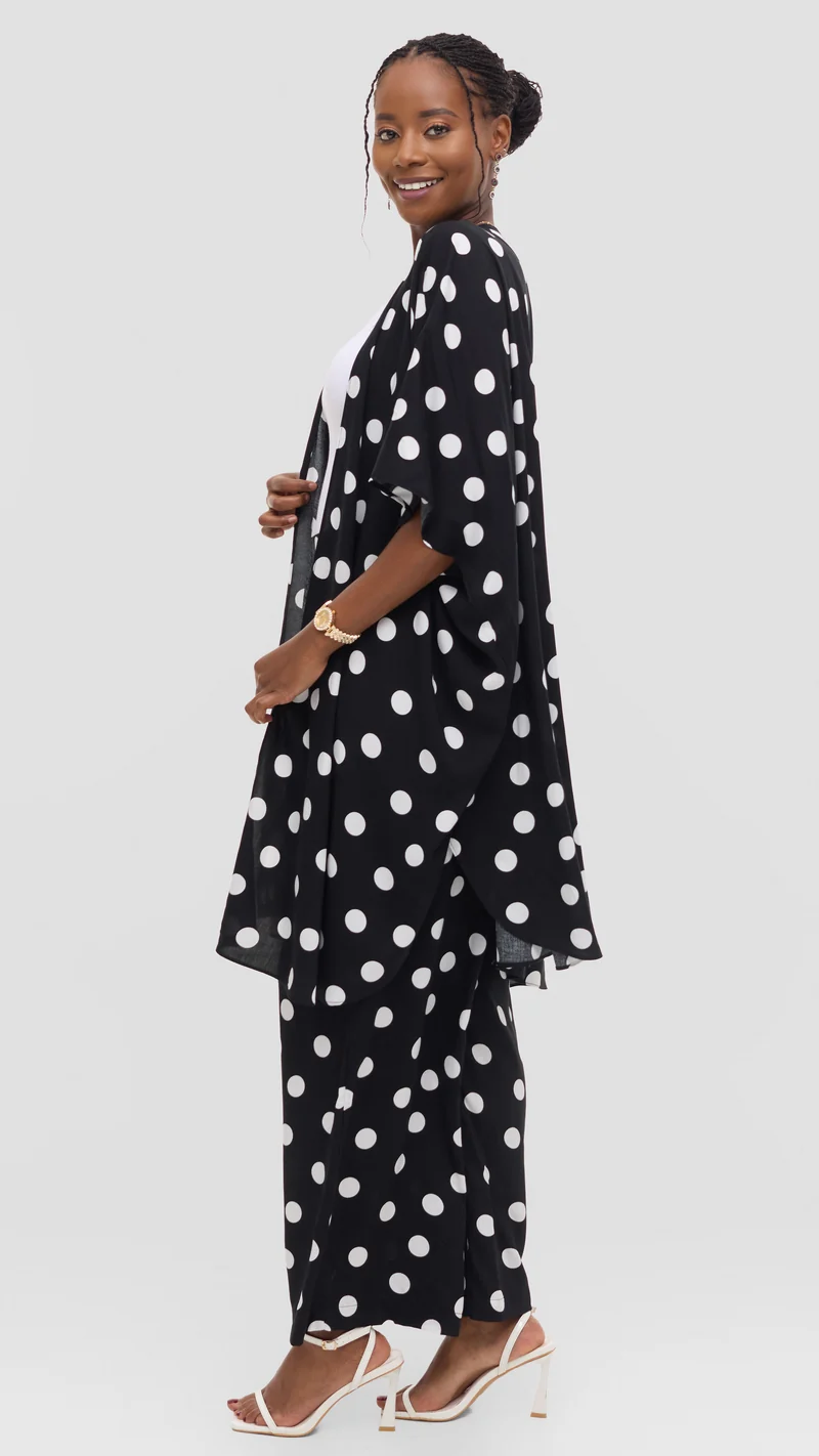 Vivo Samira Pants in Rayon - Black / White Polka Dot
