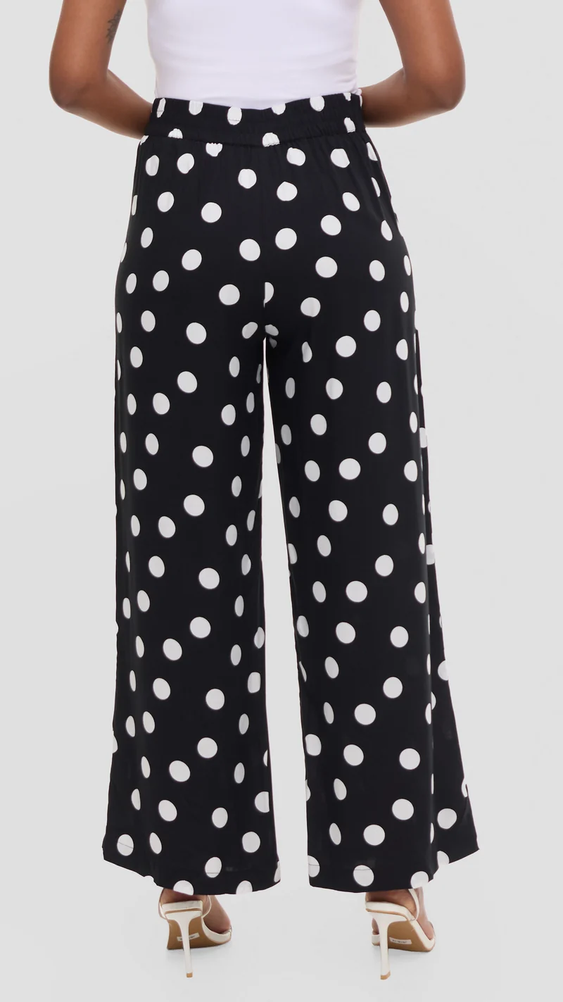 Vivo Samira Pants in Rayon - Black / White Polka Dot