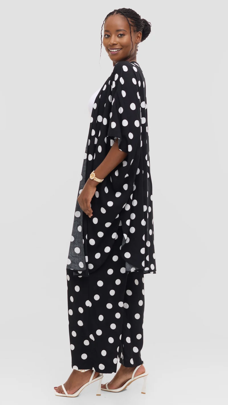 Vivo Samira Pants in Rayon - Black / White Polka Dot