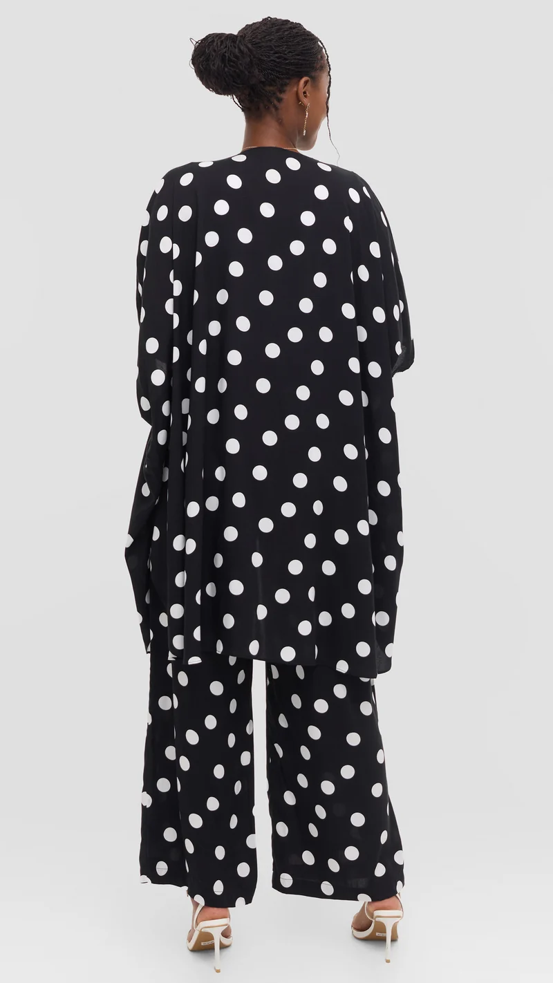 Vivo Samira Pants in Rayon - Black / White Polka Dot