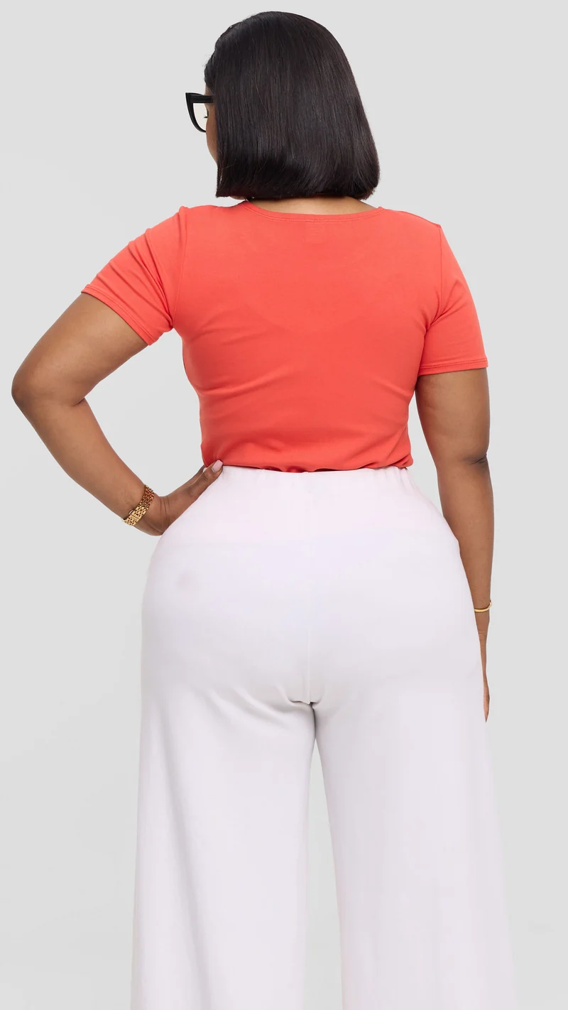 Vivo Basic Short Sleeve Top in Jersey - Dark Orange