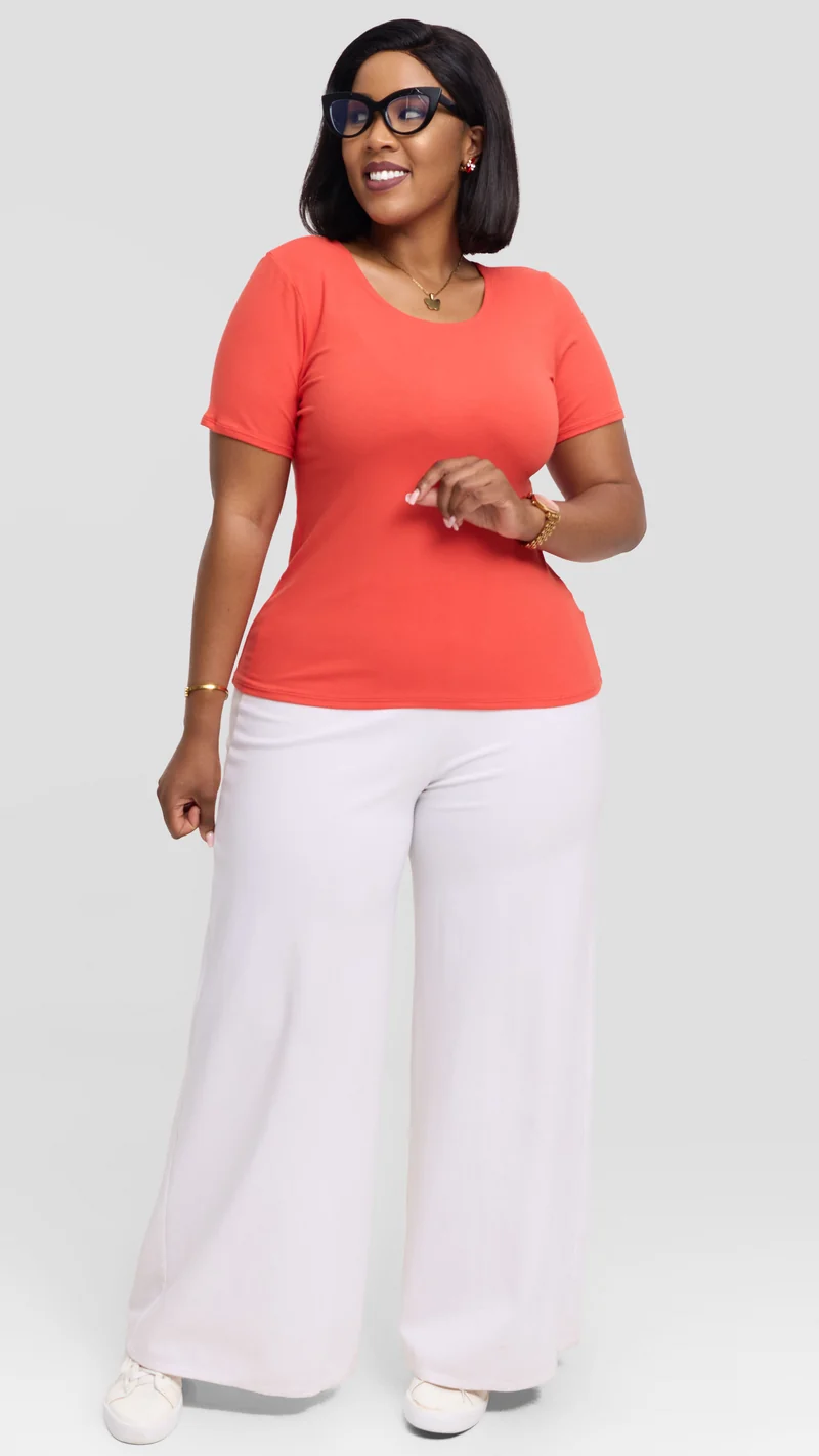 Vivo Basic Short Sleeve Top in Jersey - Dark Orange