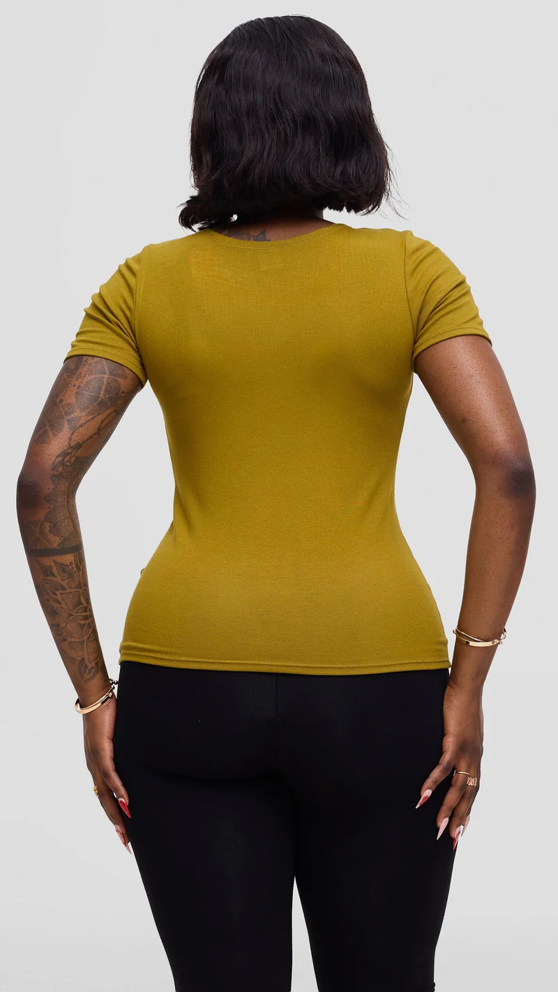 Vivo Basic Short Sleeve Top in Jersey - Dark Olive