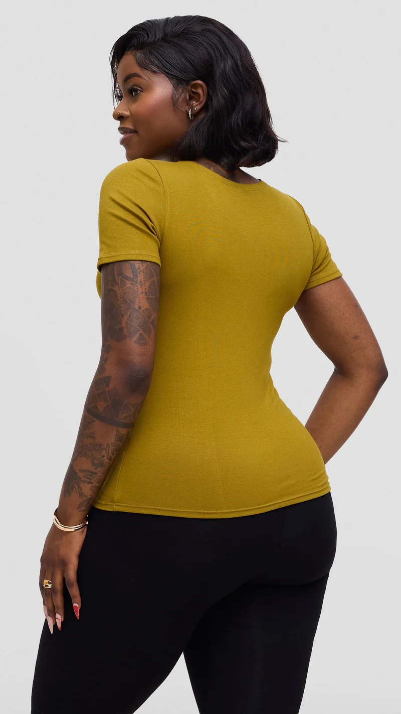 Vivo Basic Short Sleeve Top in Jersey - Dark Olive