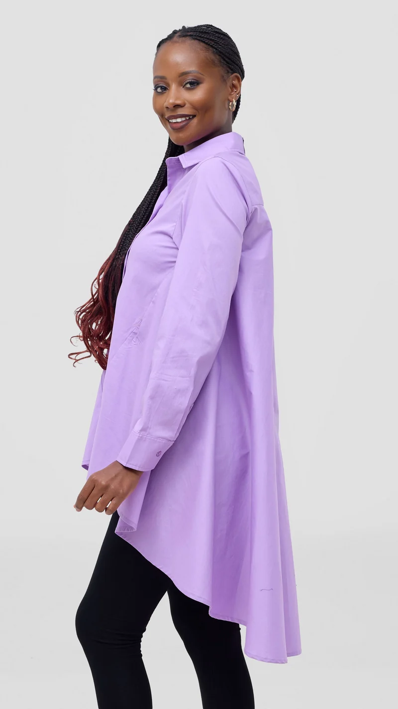 Safari by Vivo Zehra Cotton High Low Shirt - Lilac