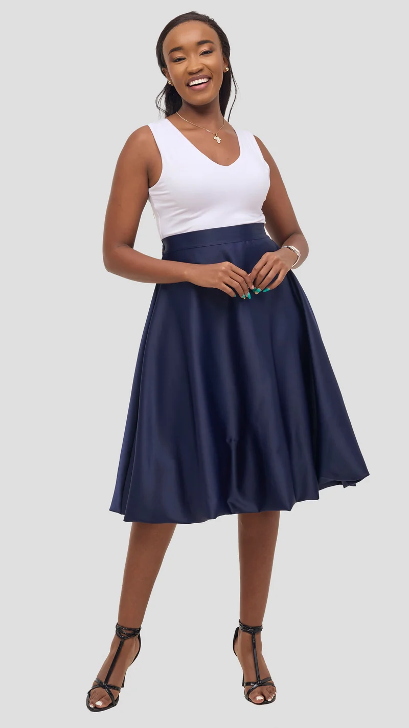 Vivo Iyana Bubble Midi Skirt - Navy