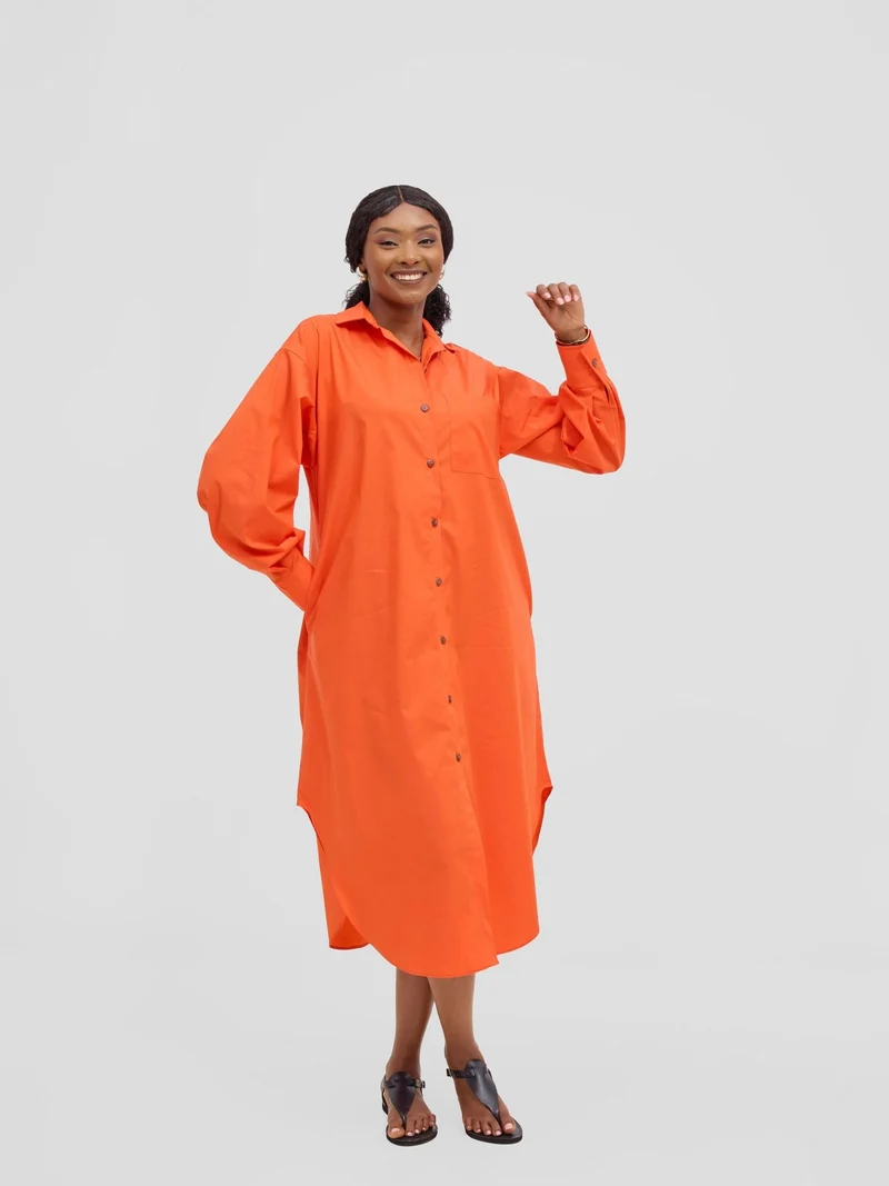 Safari by Vivo Mansi Bishop Sleeve Shacket - Orange