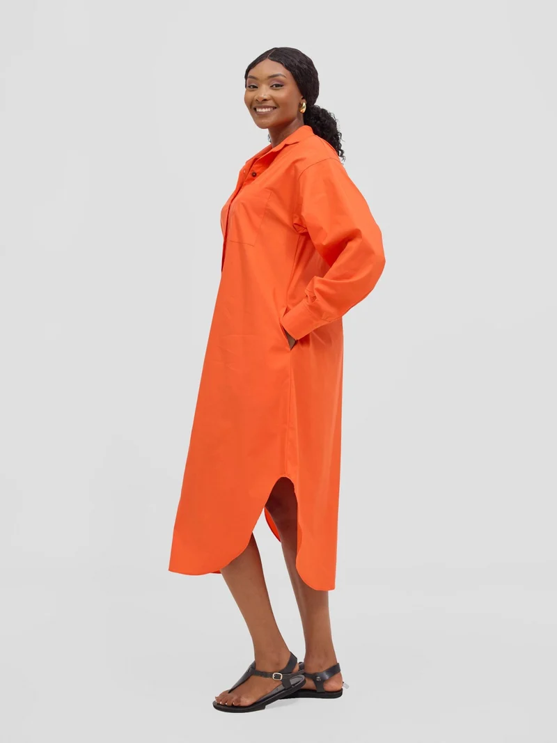 Safari by Vivo Mansi Bishop Sleeve Shacket - Orange
