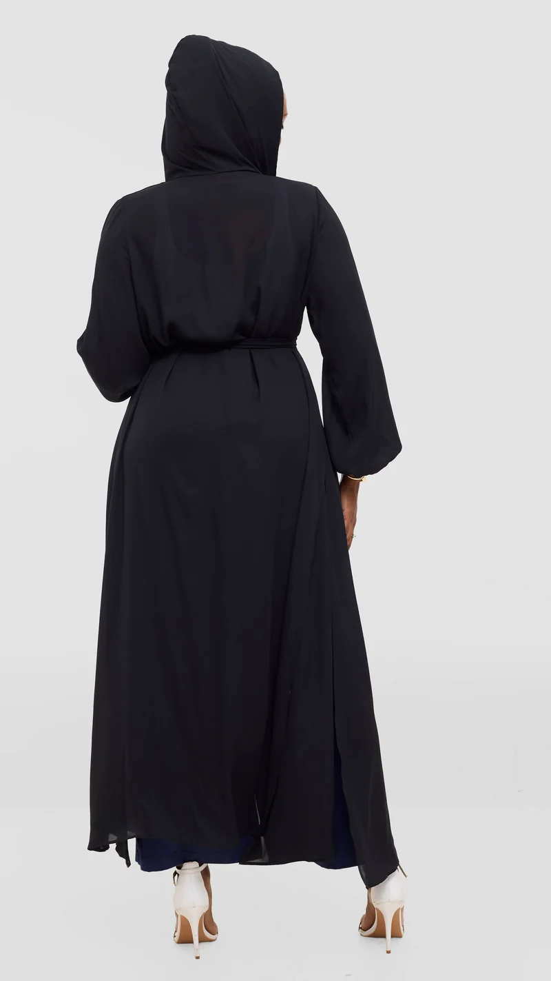 Vivo Hooded Kimono With Elastic Cuff - Black