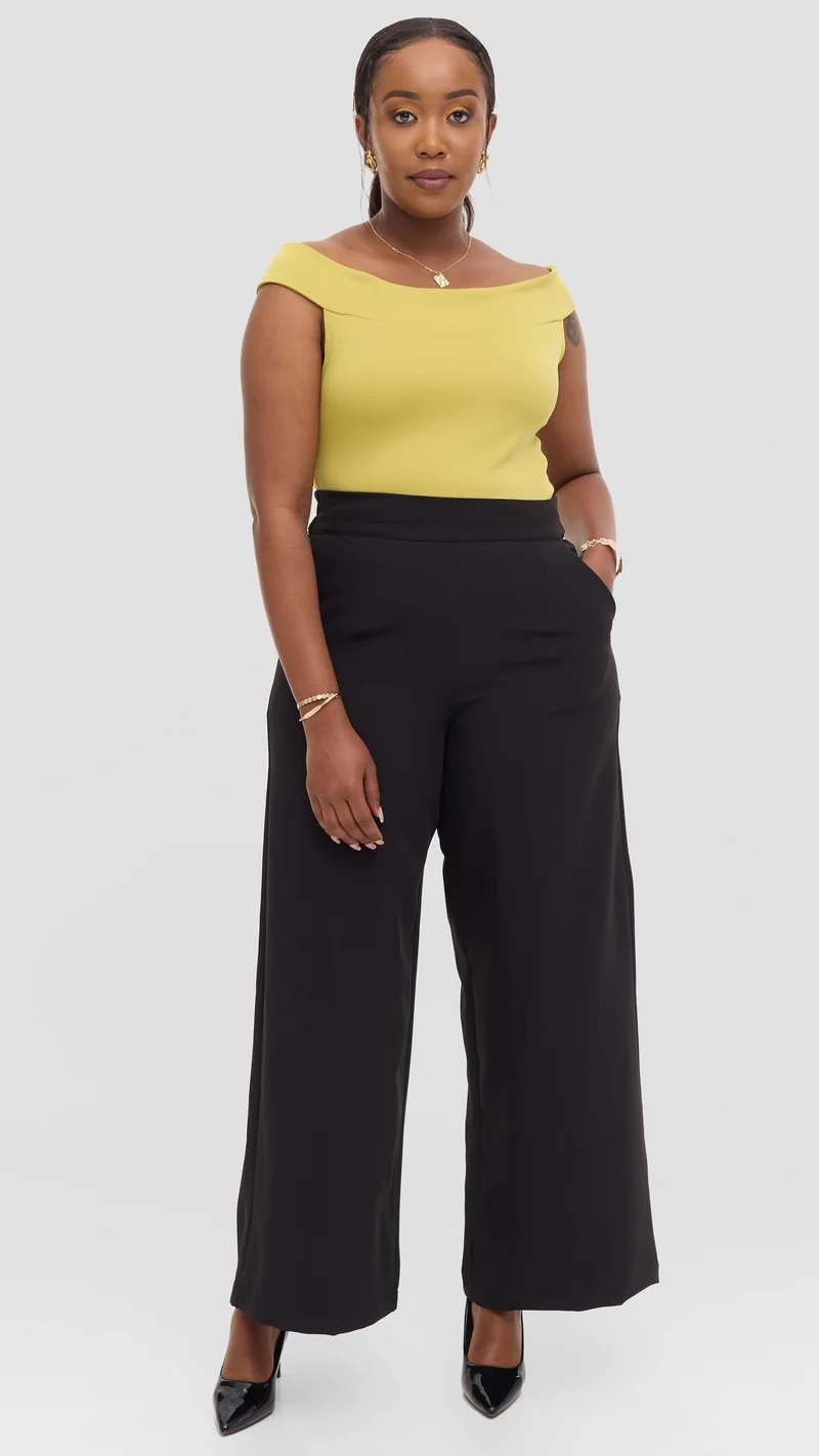 Vivo Boat Neck Top in Scuba - Lime Green
