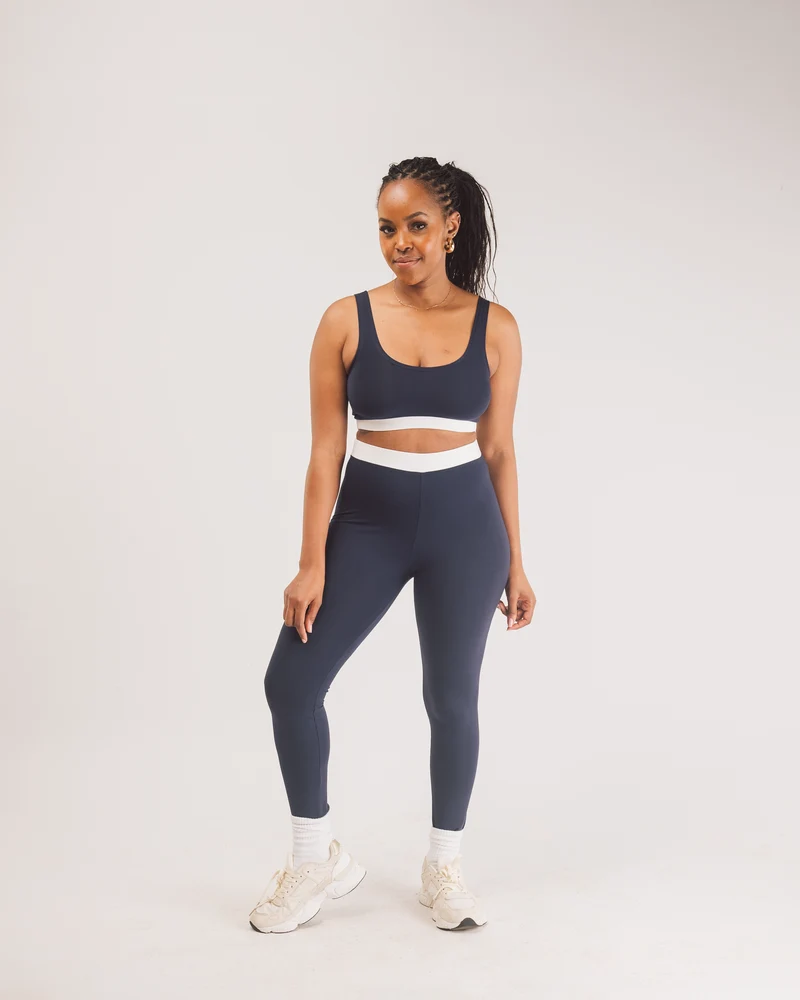 Vivo X This Is Essential Scooped Neck Bralette - Navy Blue / White