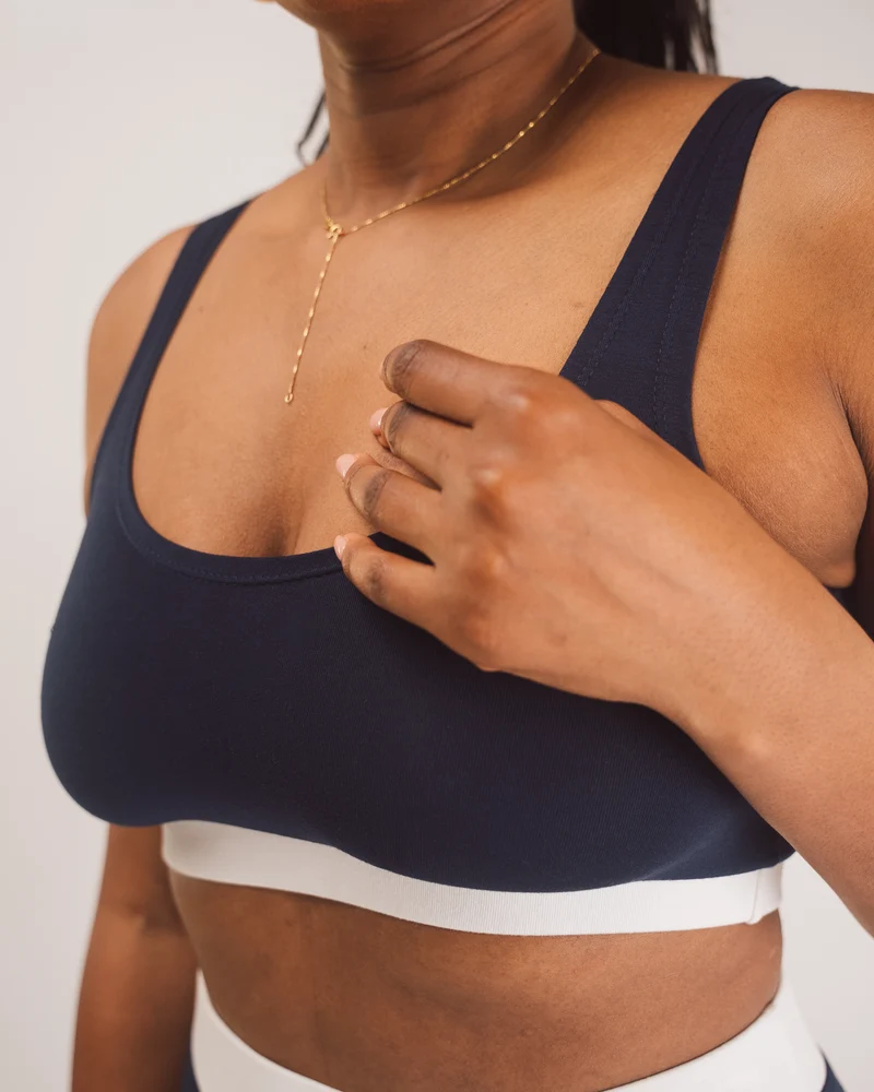 Vivo X This Is Essential Scooped Neck Bralette - Navy Blue / White