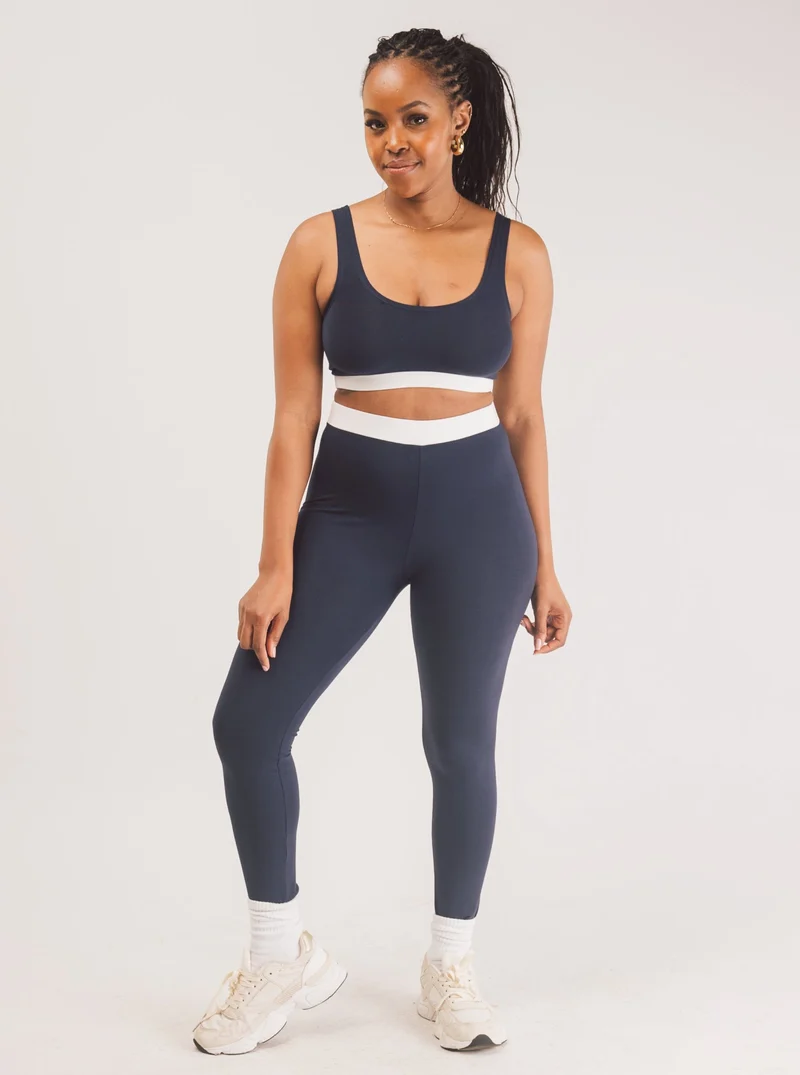 Vivo X This Is Essential Scooped Neck Bralette - Navy Blue / White