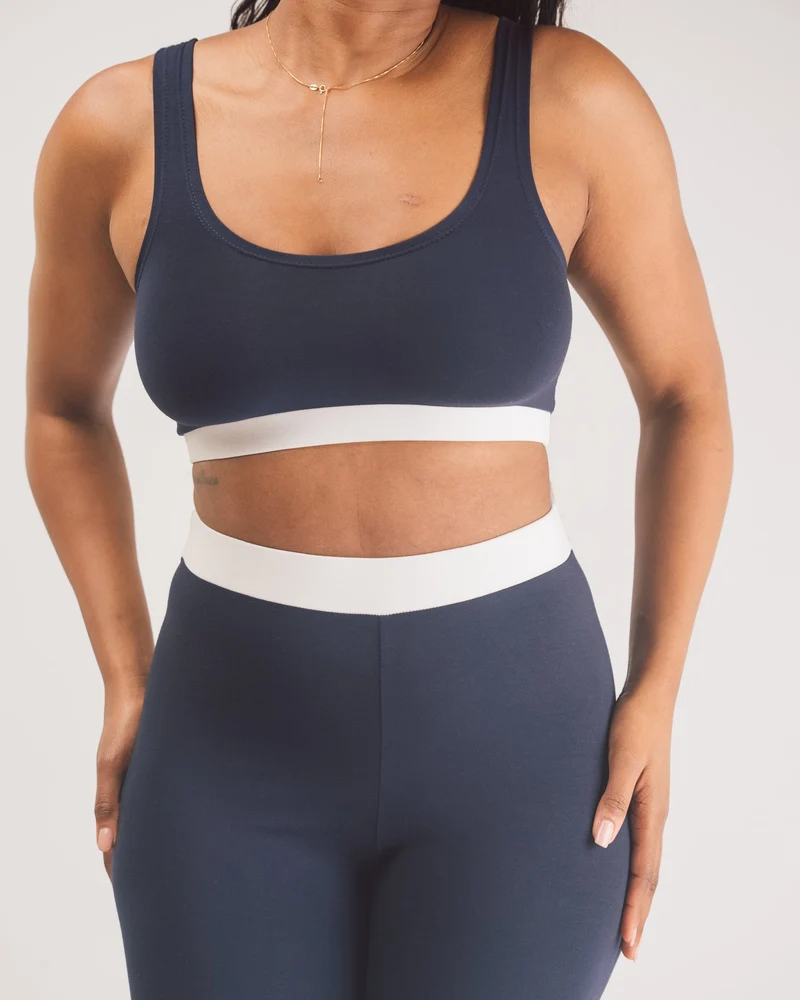 Vivo X This Is Essential Scooped Neck Bralette - Navy Blue / White