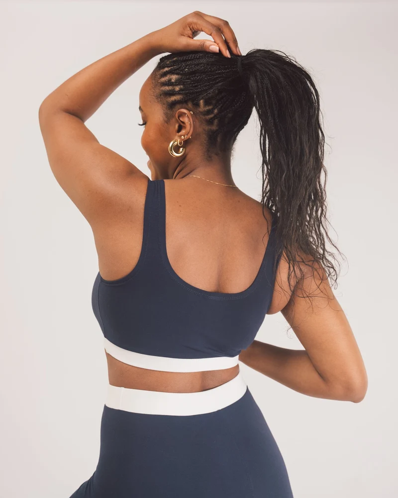 Vivo X This Is Essential Scooped Neck Bralette - Navy Blue / White
