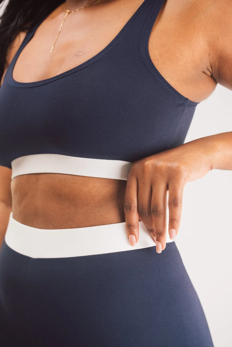 Vivo X This Is Essential Scooped Neck Bralette - Navy Blue / White