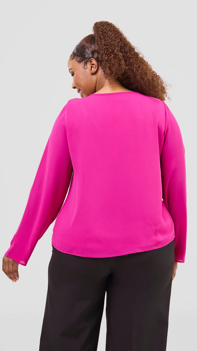 Vivo Sierra Long Sleeve Top(Double Layered) - Fuschia