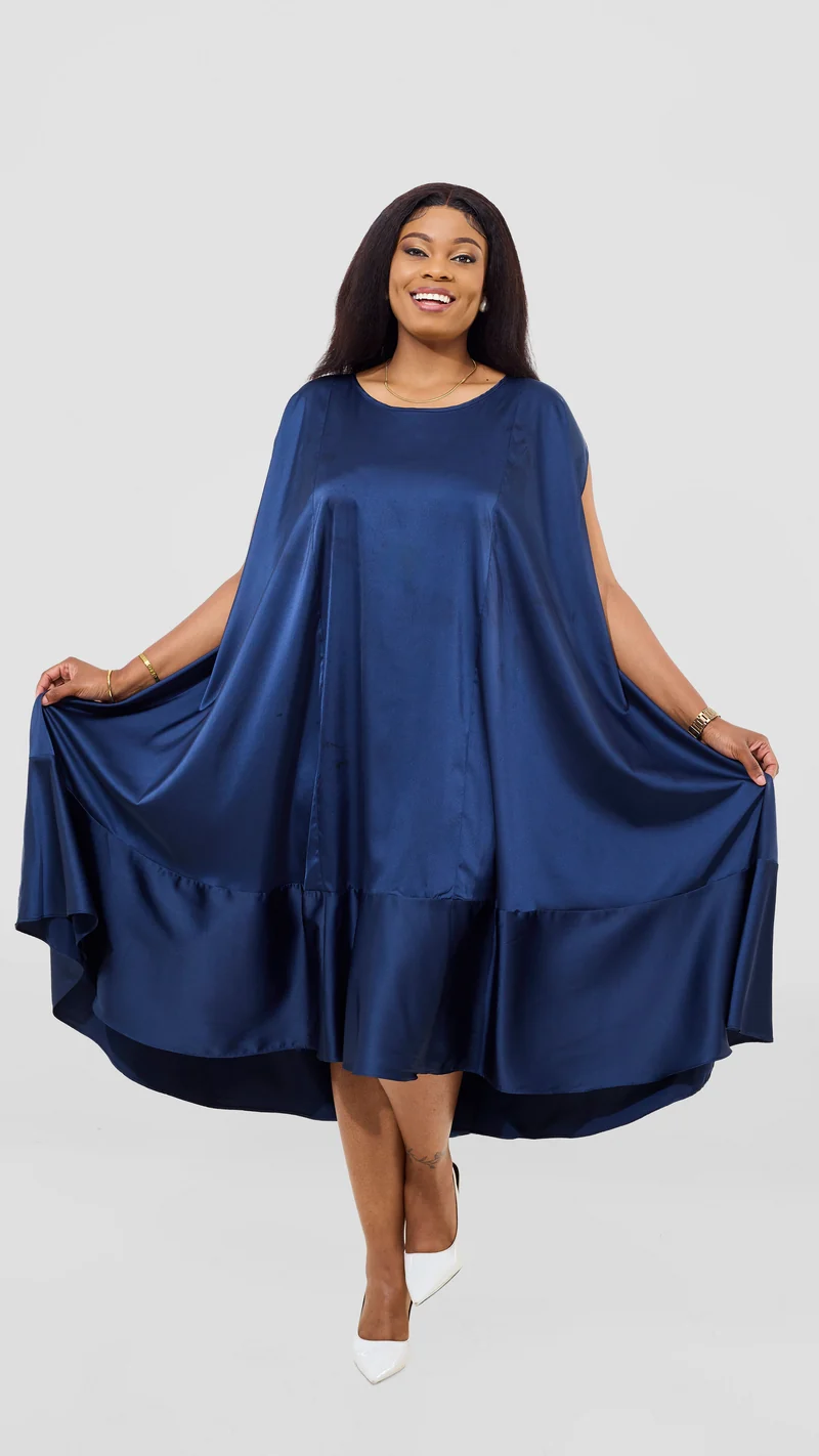 Vivo Samira Cape Dress - Navy