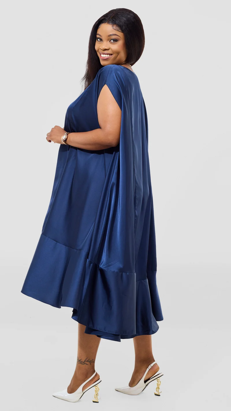 Vivo Samira Cape Dress - Navy