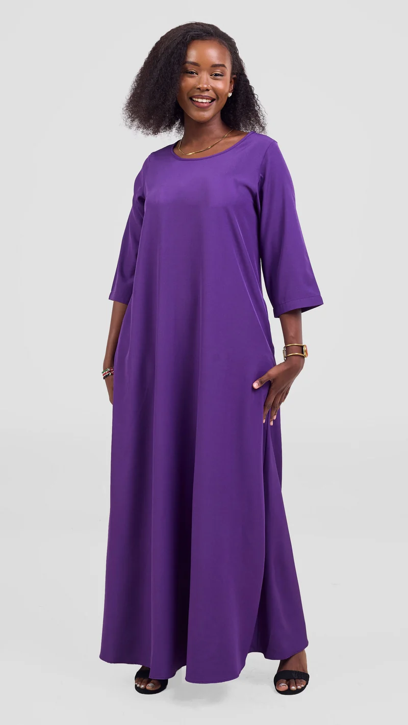 Vivo Maisha 3/4 Sleeve Maxi Dress - Dark Purple