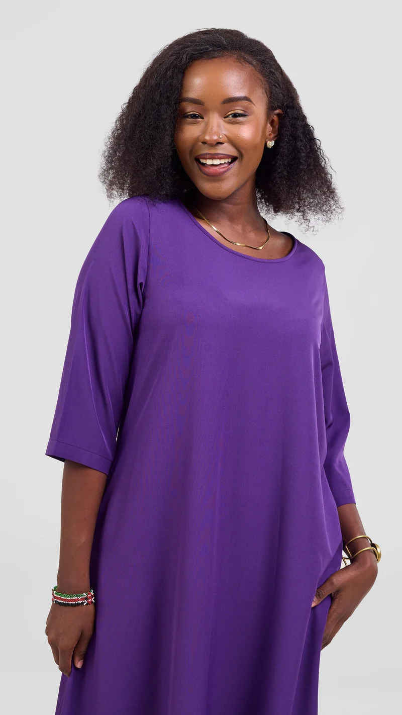 Vivo Maisha 3/4 Sleeve Maxi Dress - Dark Purple