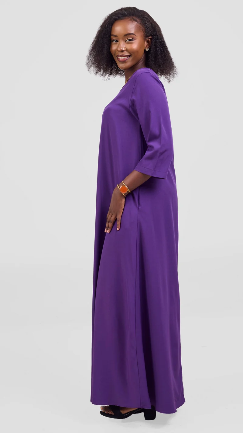 Vivo Maisha 3/4 Sleeve Maxi Dress - Dark Purple