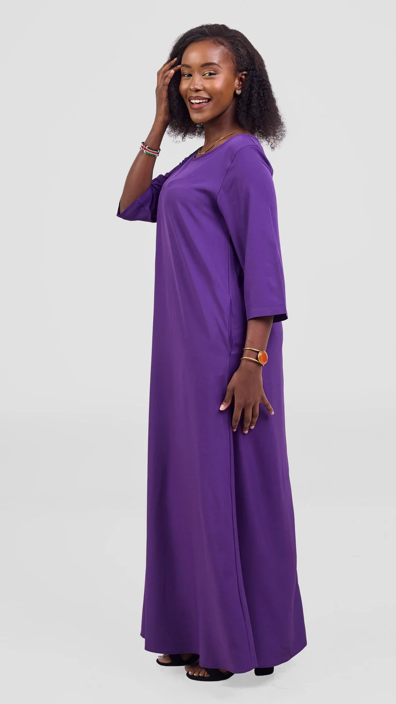 Vivo Maisha 3/4 Sleeve Maxi Dress - Dark Purple