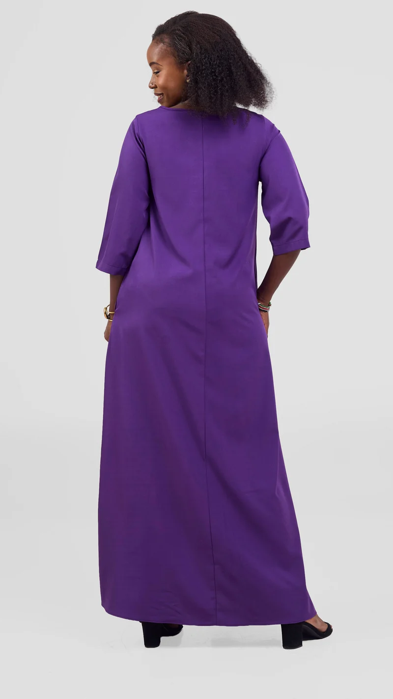 Vivo Maisha 3/4 Sleeve Maxi Dress - Dark Purple