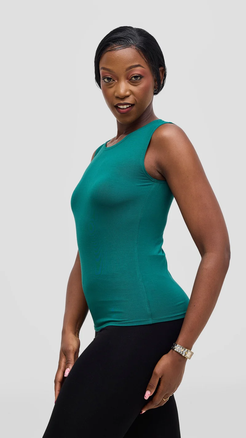 Vivo Jersey Drop Shoulder Top - Dark Green