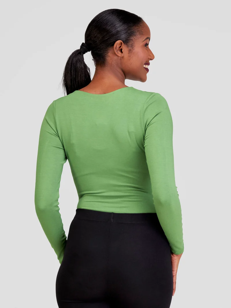 Vivo Basic Double Layered Long Sleeved Bodysuit - Green