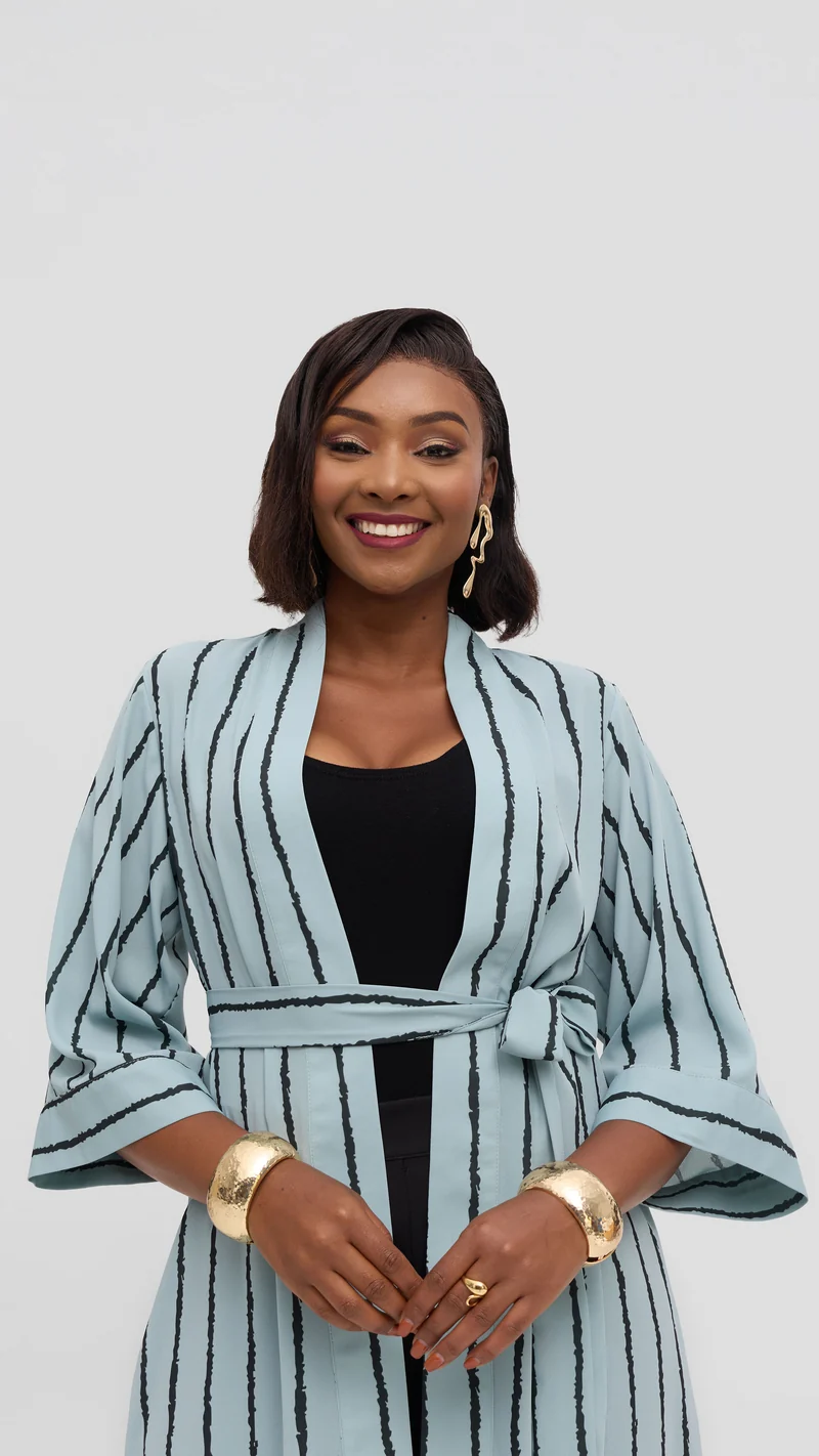 Vivo Maxi Kimono in Chiffon - Mint / Black Print