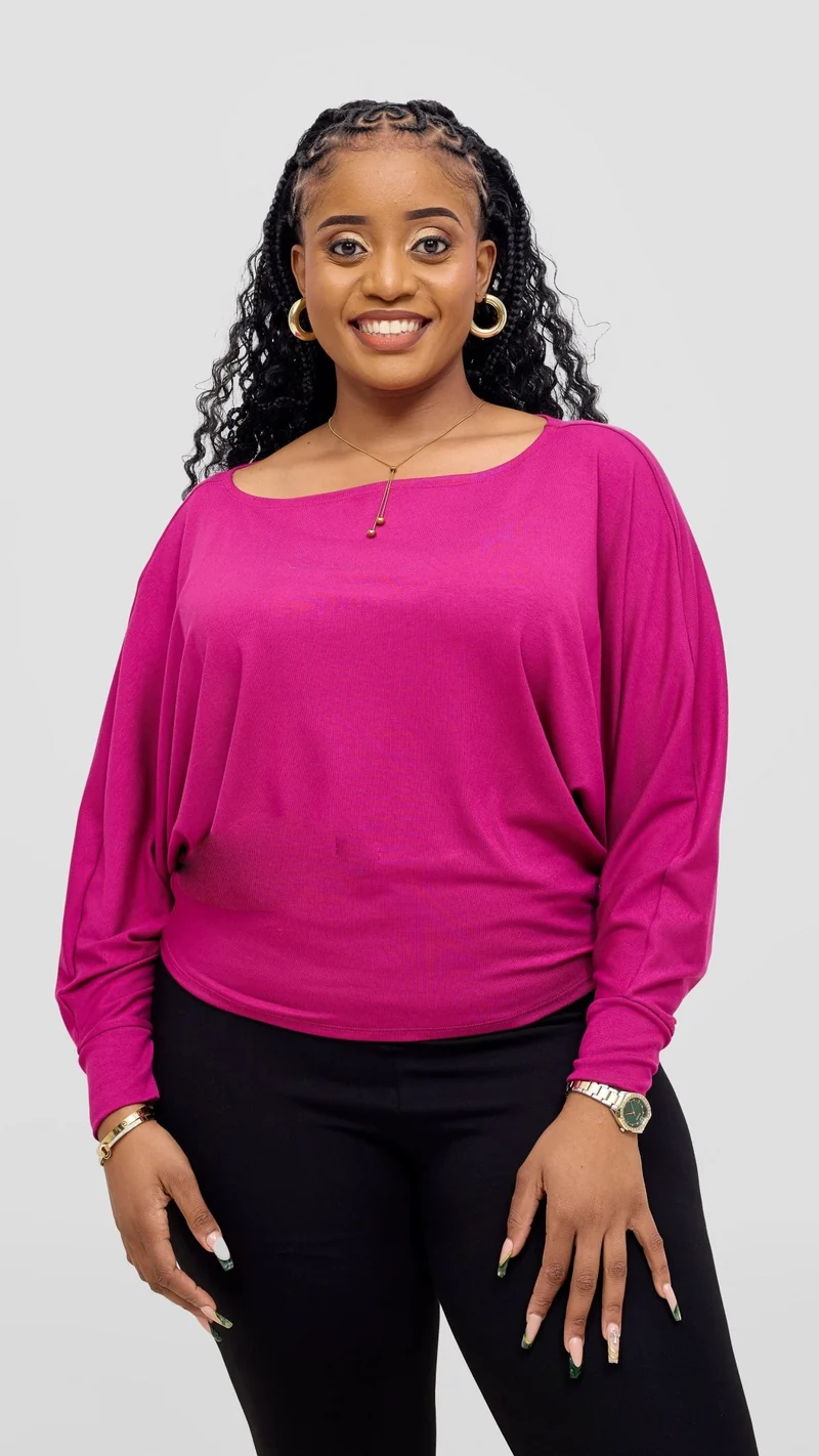 Vivo Bana Batwing Top in Jersey - Fuschia