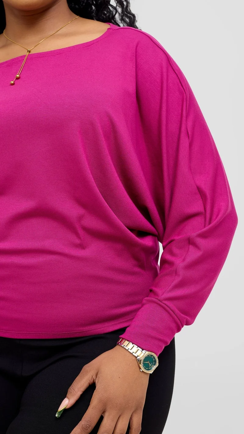 Vivo Bana Batwing Top in Jersey - Fuschia