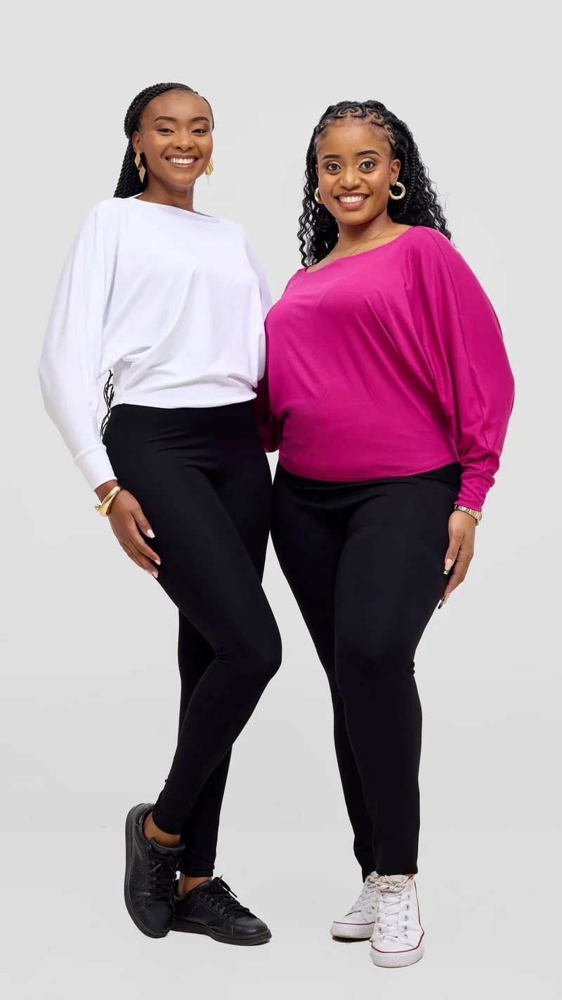 Vivo Bana Batwing Top in Jersey - Fuschia