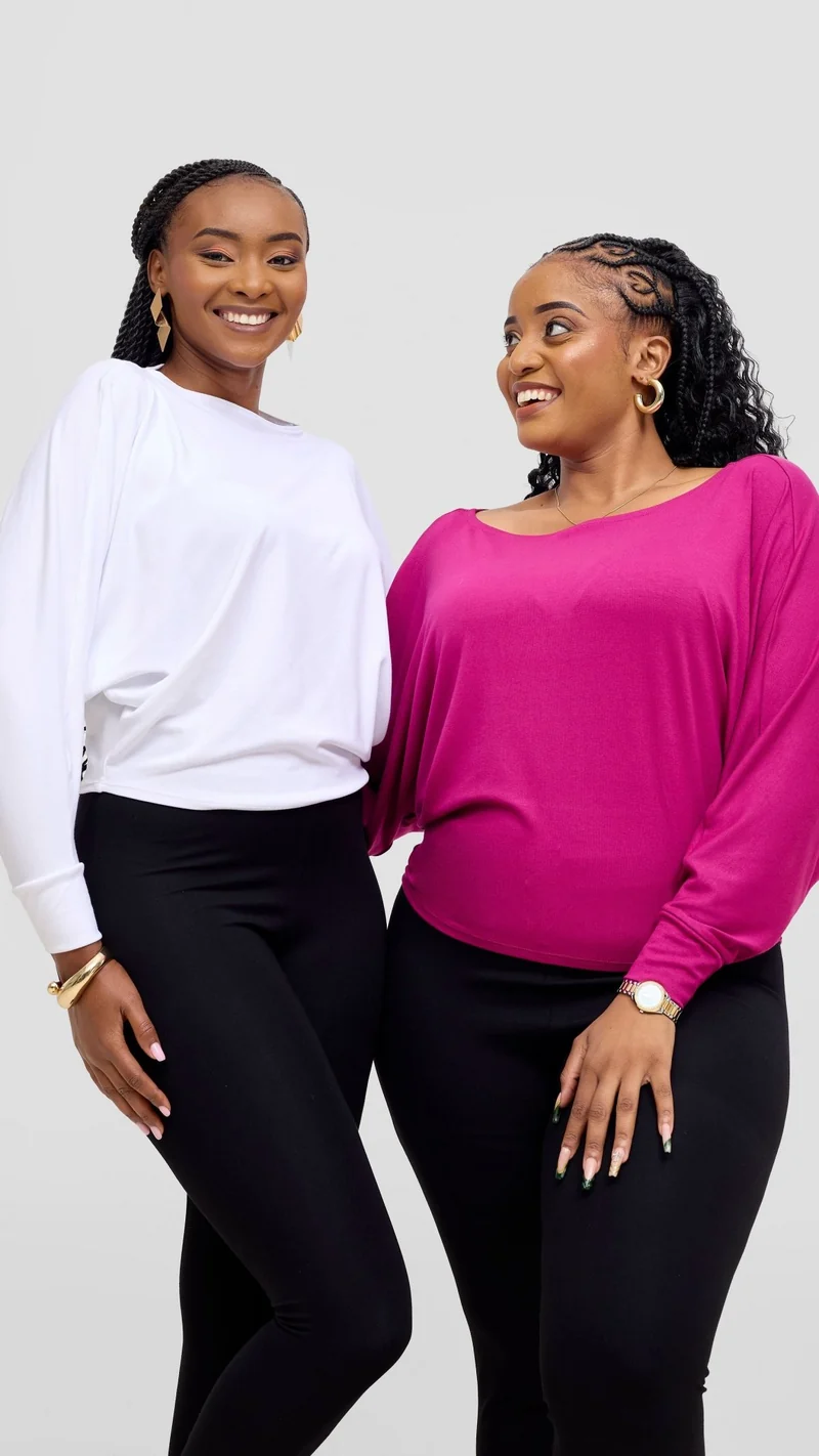 Vivo Bana Batwing Top in Jersey - Fuschia