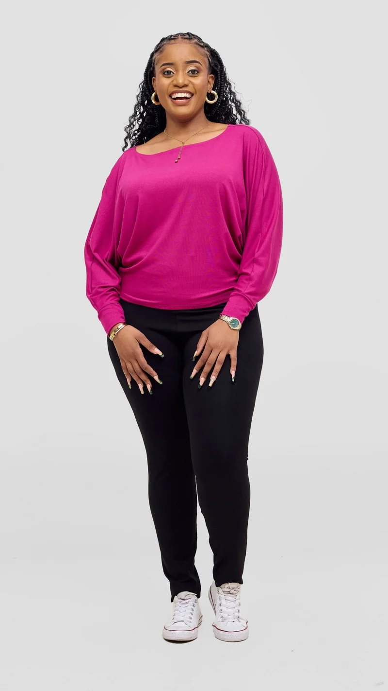 Vivo Bana Batwing Top in Jersey - Fuschia