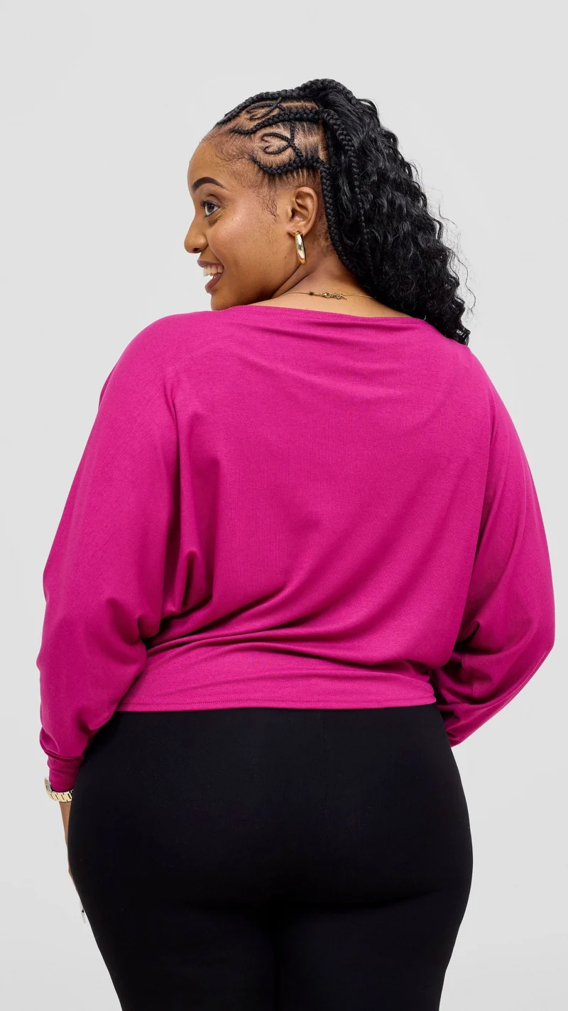 Vivo Bana Batwing Top in Jersey - Fuschia