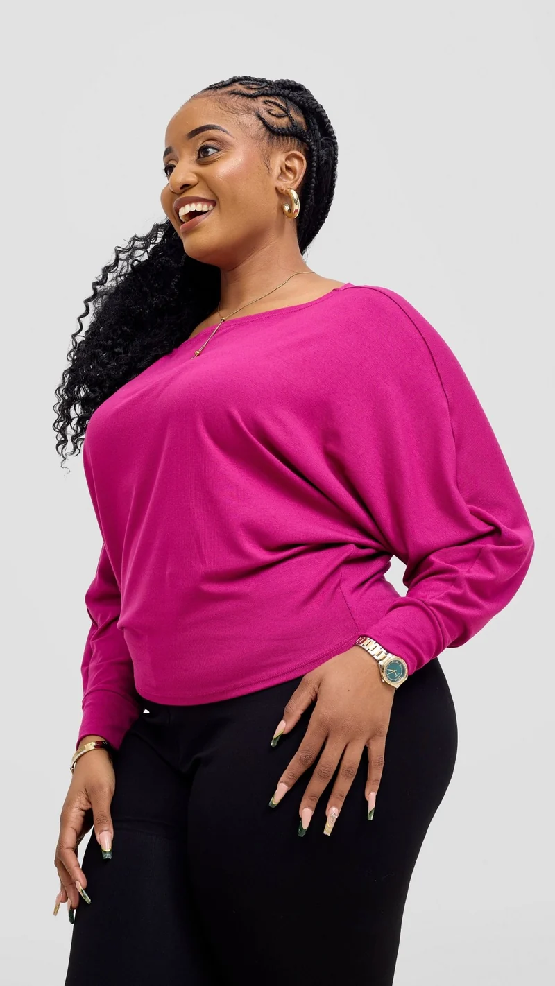 Vivo Bana Batwing Top in Jersey - Fuschia
